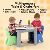 Simplay3 multi-purpose kids table and chairs for snacks, art, games schoolwork and more