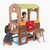 Kids playing on Young Explorers Indoor/Outdoor Discovery Playhouse with easel and crawl through spaces