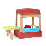 Sunny Day Picnic Playhouse has attached picnic table with seats for 2 children