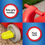 Toddler push around buggy has easy grip handles and foot rests