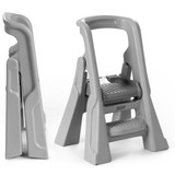 Simplay3 Toddler Tower Folding Step Stool in gray shown open and folded
