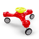 Red Simplay3 Boomerang trike with yellow handle and three caster wheels
