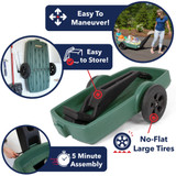 Flat Bed Cart is easy to move, has large no-flat tires, is easy to store and assemble