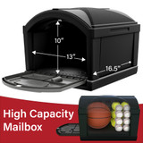 High capacity mailbox interior dimensions measure 16.5" long by 13" wide by 10" high