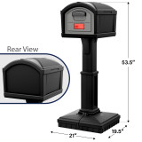 Simplay3 American Home Extra Large T4 XL Dig-Free Classic Mailbox measures 54.5" tall by 19.5" long by 21" wide