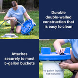 Attaches to most 5-gallon buckets (not included), durable construction is easy to clean