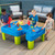 four children playing around the simplay3 big river and roads water play table