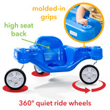 360 degree quiet ride wheels, molded in grips and high seat back